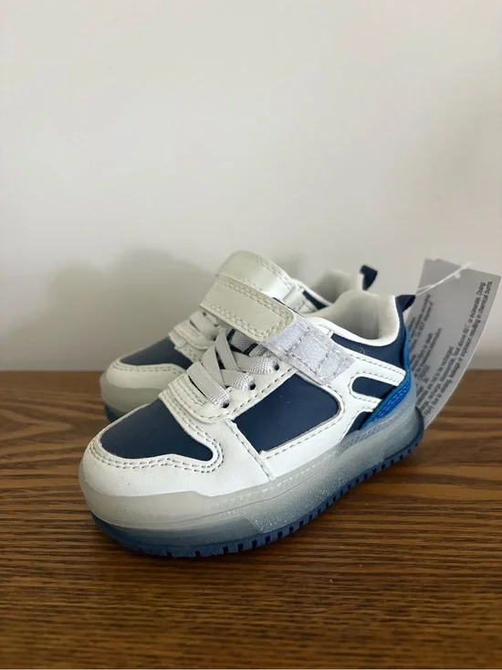 Carter's White and Navy Blue light up toddler Sneakers
