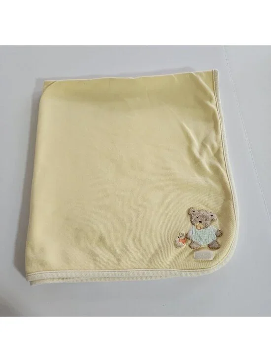 Vtg  Carter's baby blanket yellow teddy bear with pacifier