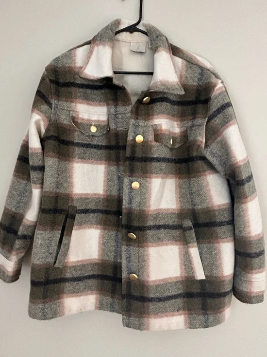 Joie Neutral Plaid Shacket in Cream, Green & Brown