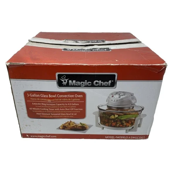 Magic Chef 3-Gallon Glass Bowl Convection Oven EWGC12W3 Box Users Manual - Work!