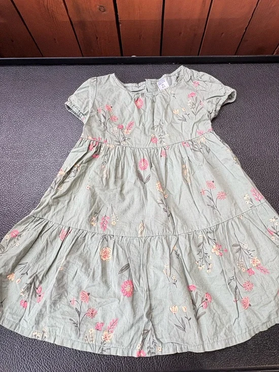 Girls green floral dress