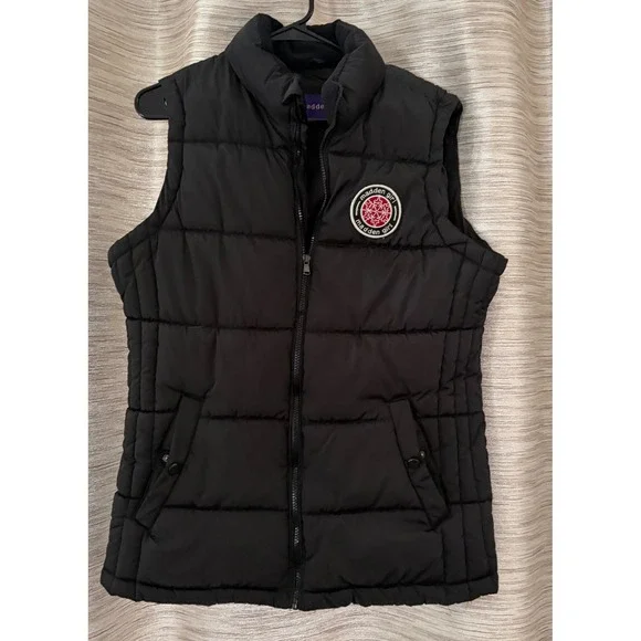 Madden Girl Womens Puffer Vest‎ Black Full Zip Quilted Sleeveless Jacket Large