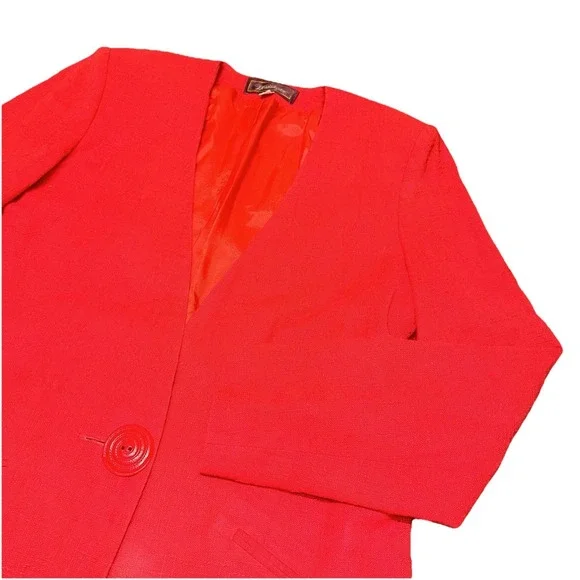 Vintage Worthington 100% Cotton Classic‎ Preppy Red Blazer Longline Women's 12T