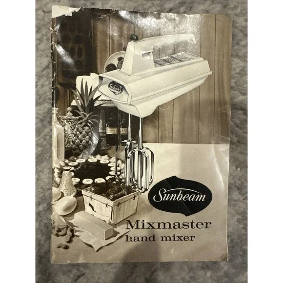 Vintage 1960 Sunbeam Mixmaster‎ Mixer, Instructions Recipes Cookbook, Nice