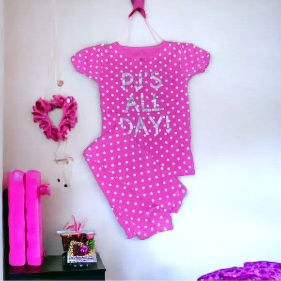 Simple Joys l Girls PJ Set l PJ’s All Day l Pink & White Polka Dotted l 5T l EUC