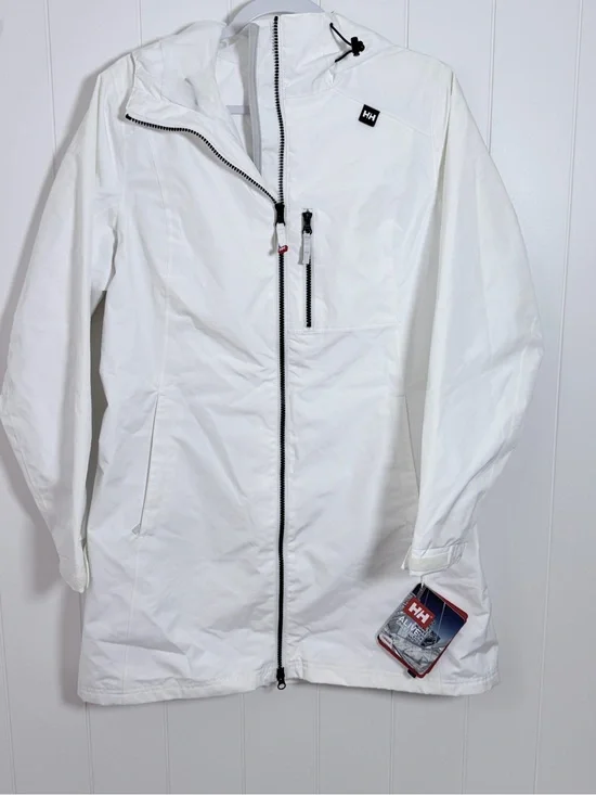 Helly Hansen Women's White Waterproof Trench Jacket with Hood
