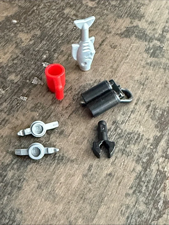 Set of 5 LEGO Minifig Accessories: Fish, Coffee, Ice Skates, Wrench, Binoculars