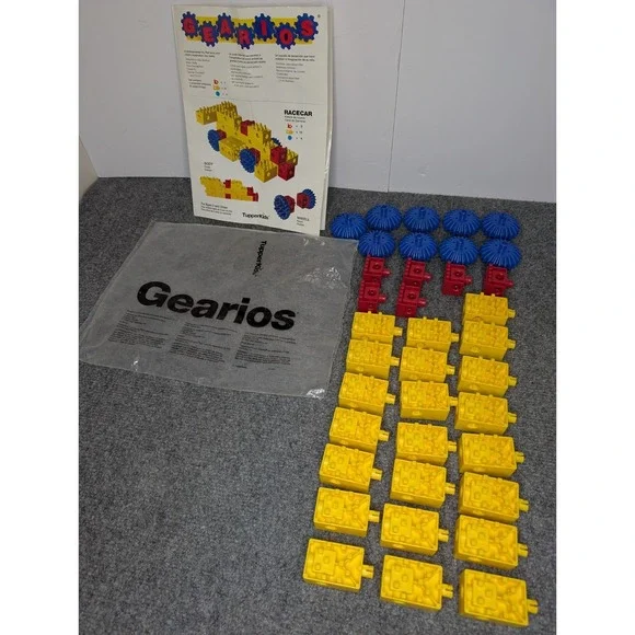 Vintage Lot Of 37 Gearios TupperKids TupperToys Tupperware Primary‎ Colors Build