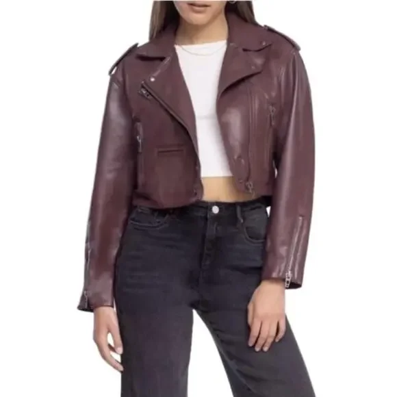 Blank NYC NWT Faux Leather Cropped Moto Jacket Size Small