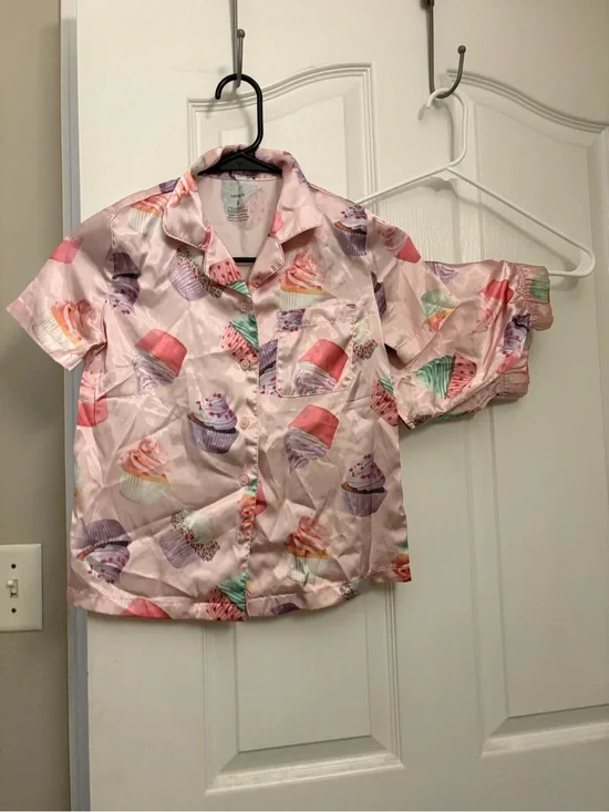 Carters Pink Cupcake Satin Pajama Top and Shorts Set