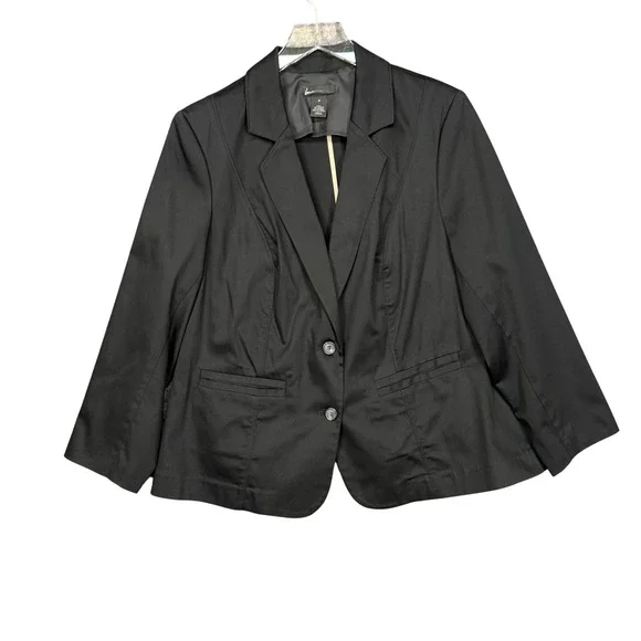 Lane Bryant Blazer Womens 18 Black Cotton Spandex Button Front Jacket‎ Career