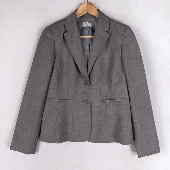 Kasper Womens Blazer Size 6 Gray Two Button Professional Career Suit Jacket