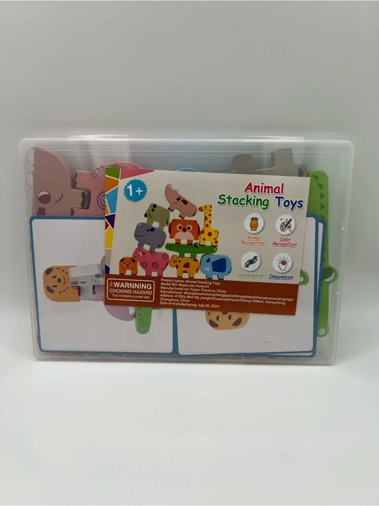 Animal Stacking Toys - Multi-Color Wooden Stack Set New