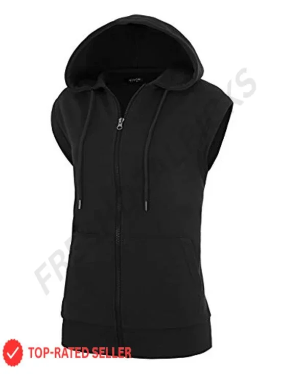 Lightweight Sleeveless Hooded Vest 1/4 Zip Pullover with Pockets