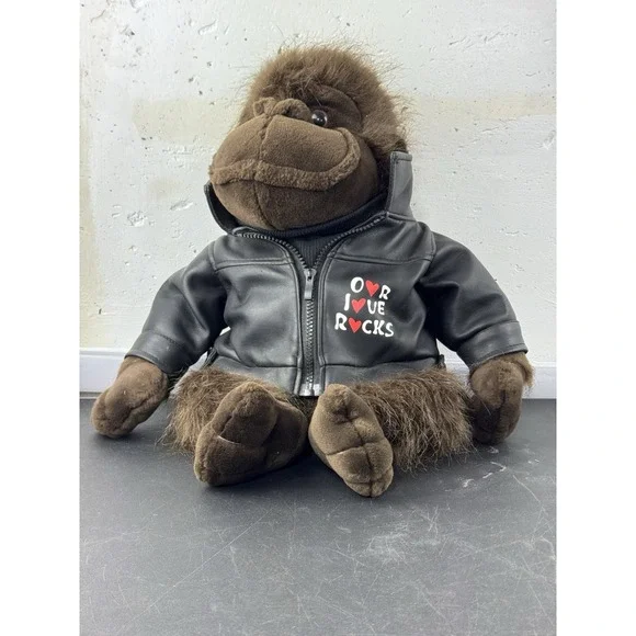 Dan Dee Collectors‎ Choice Gorilla Plush Our Love Rocks Faux Leather Jacket EUC