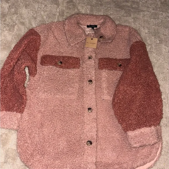 Blu Pepper Blush Sherpa Jacket Oversize
