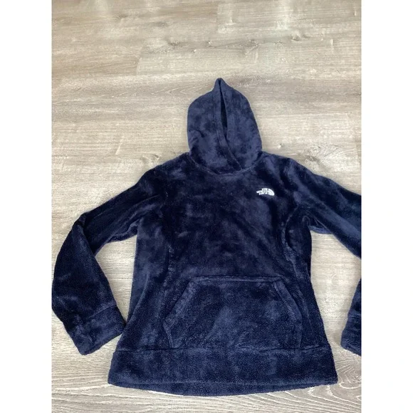 The North Face womens Size XS fuzzy fleece Osito hooded sweatshirt pullover blue