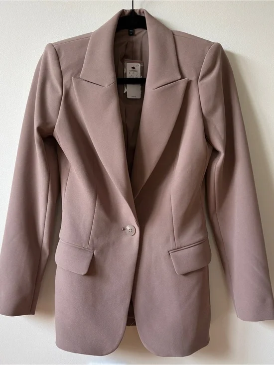 Express Tailored Single-Button Blazer and Pants Suit Set - Dusty Rose/Purple
