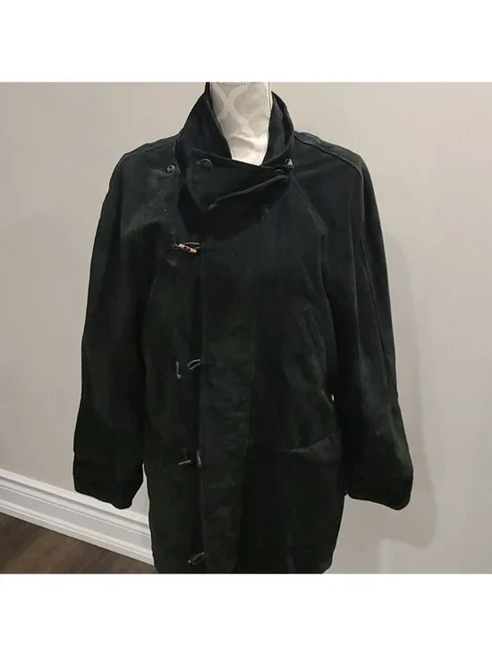 Vera pelle vintage emerald green heavy suede coat