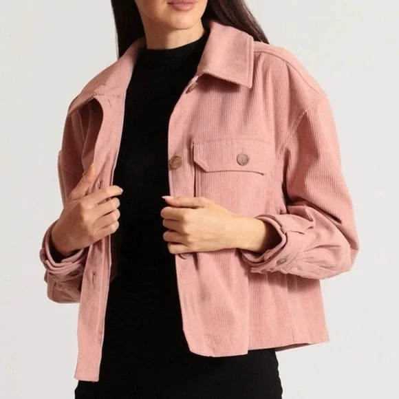 Avec Les Filles Dusty Pink Corduroy Crop Jacket Medium