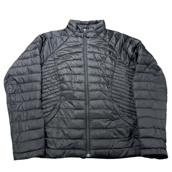 The North Face Jacket Womens‎ Medium Black 700 Down Puffer Full Zip *Flaws*
