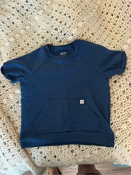 Carter's Navy Short Sleeve Hoodie Tee with Front Pocket