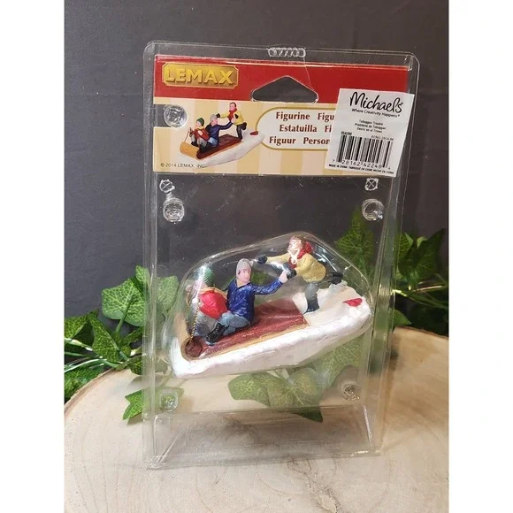 Lemax 2014 Downhill Fun Village Collection #42248  Boys With Toboggan Winter