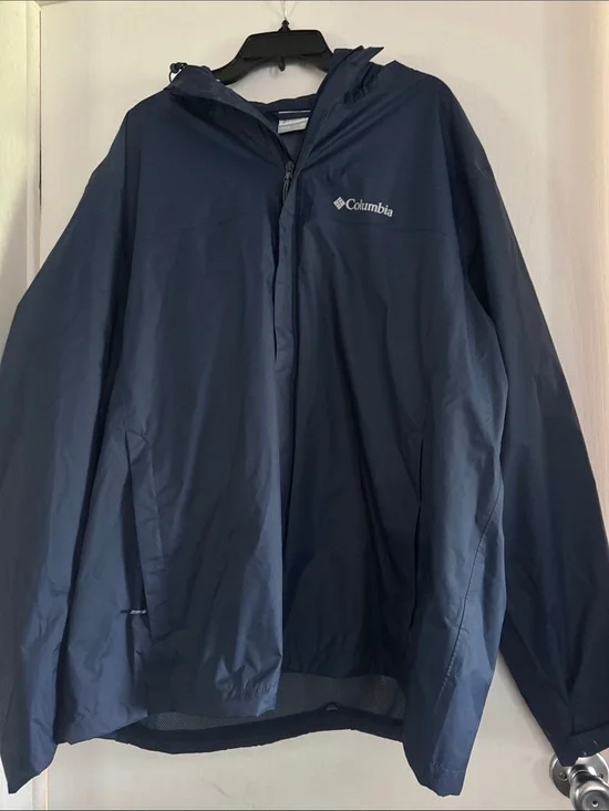 Columbia Navy Hooded Rain Jacket