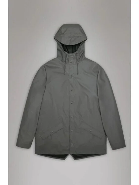 RAINS Jacket W3 Grey  Waterproof Hooded Rain Jacket Unisex XL NWT