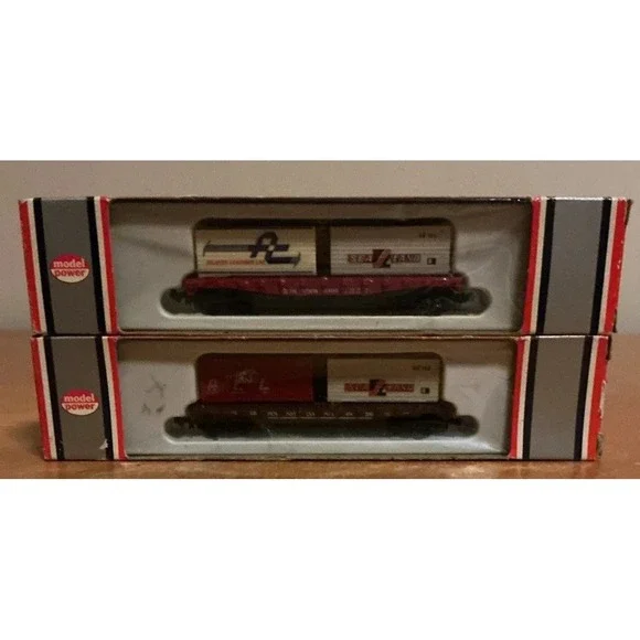 Model Power N Scale Lot Of 2‎ Flat Car With Containers, #1