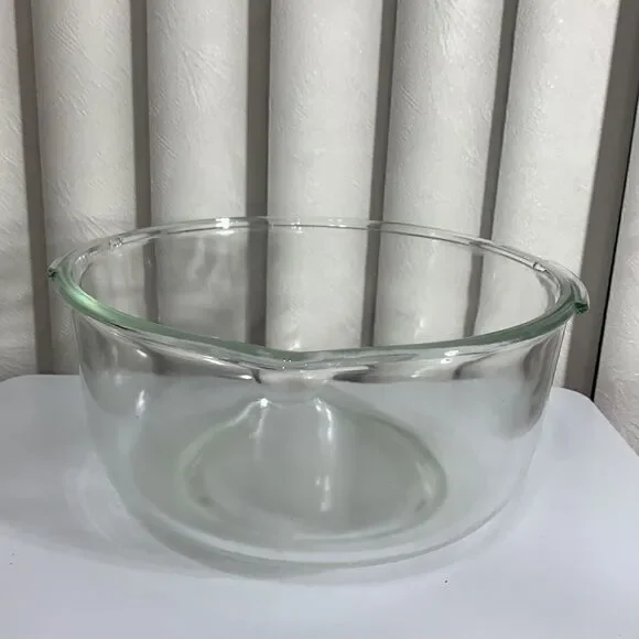 Bowl 1 Gallon Heavy Durable Vintage Clear Glass 2 Handle Pour Spout Mixing Bowl