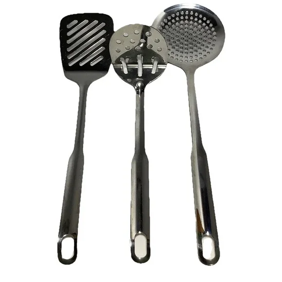 3 Pieces Kitchen Cooking‎ Utensils Set Stainless Steel Spoons Spatula Rice Spoon