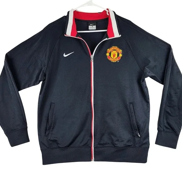 Nike Manchester United Soccer Track Jacket Full‎ Zip Men's Large Black Red White