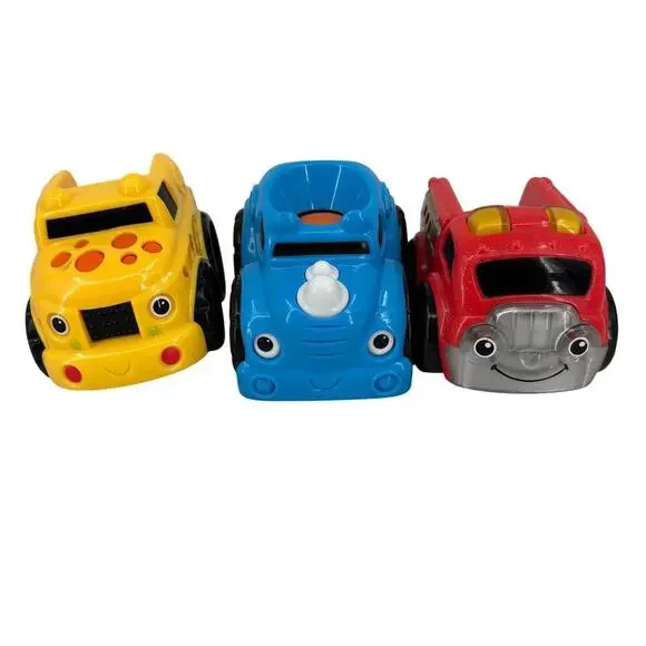 Fisher Price Lil Zoomers Vehicles Lot of 3 Red Fire Truck Yellow Blue Push Cars‎