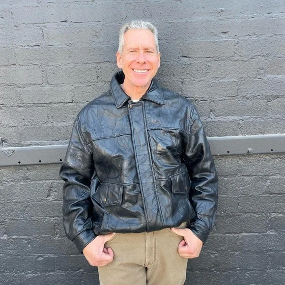 Vintage maxam genuine black leather jacket size XL men’s