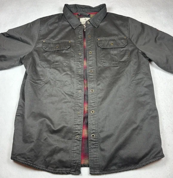 LEGENDARY WHITETAILS MEN'S LINED BUTTON SNAP JACKET GRAY POCKETS SIZE LT