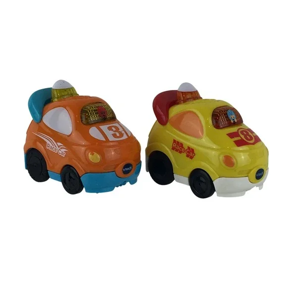VTech Go Go Smart Wheels Race Car Lot of 2 Orange Yellow Lights Sounds Tested‎