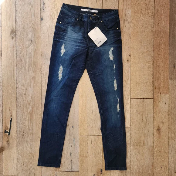 NWT Topshop Women's Moto Distressed Jeans Size 28 Skinny Hipster Indie Sleaze