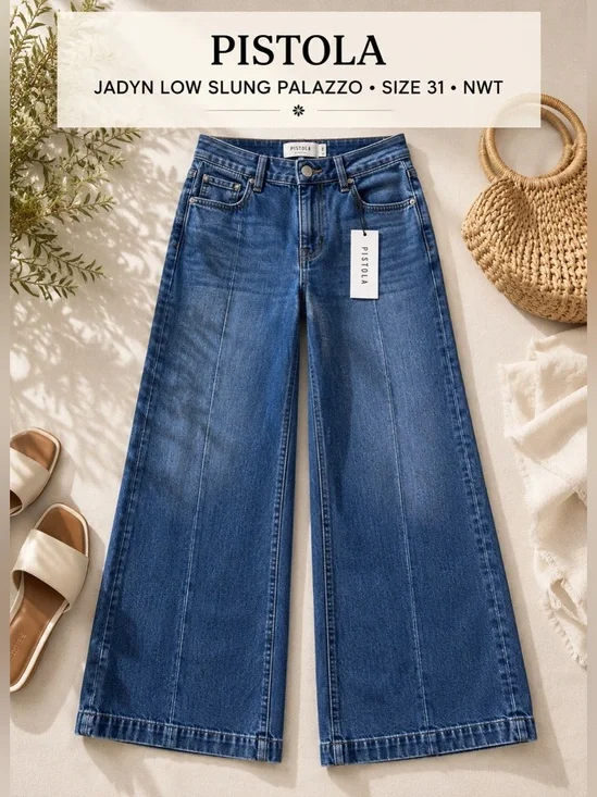 Pistola Jadyn Low Slung Palazzo Jeans Celebration Wash Size 31 NWT