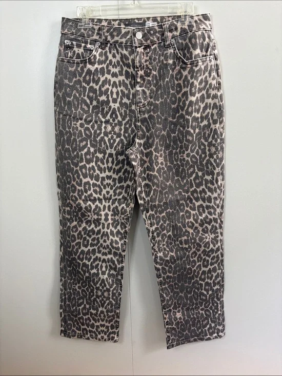 Mint Velvet Leopard Print Cropped Jeans 10