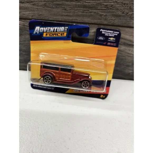 Adventure Force Die-Cast Vehicle Vintage Woody Wagon Metallic Orange 1:64 Scale