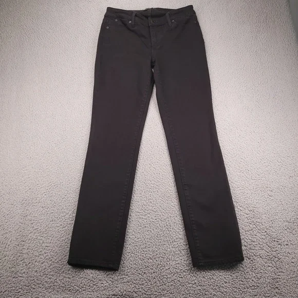 TALBOTS Jeans Size 4 Straight Leg Flawless Five-Pocket Black Denim 28x30
