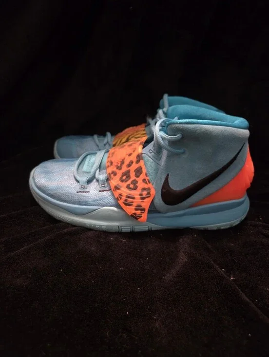 Nike Teal High-Top Shoes with Neon Orange Leopard Strap