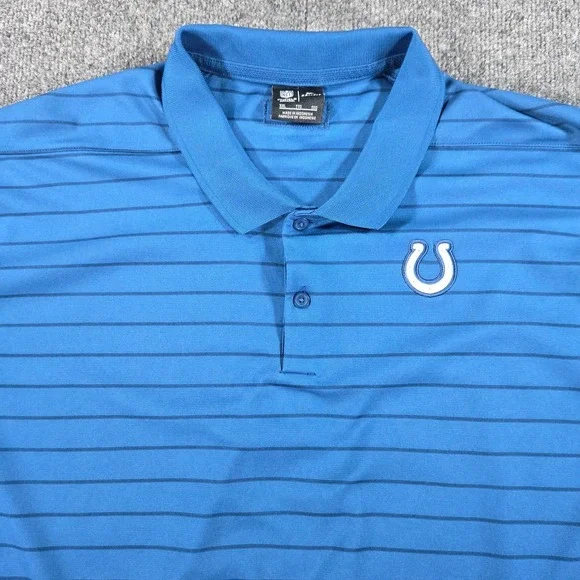 Nike NFL Colts Men's 2XL Dri-Fit Blue Short Sleeve Polo Shirt On Field