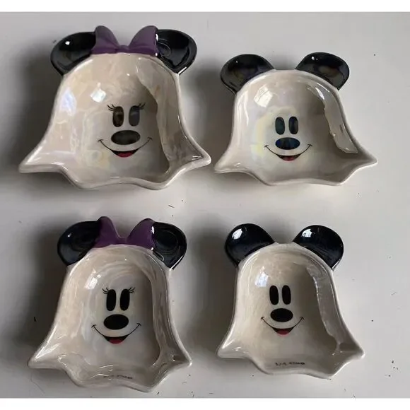 Set Of 4 Disney Mickey & Minnie Mouse‎ Halloween Ghost Iridescent Measuring Cups