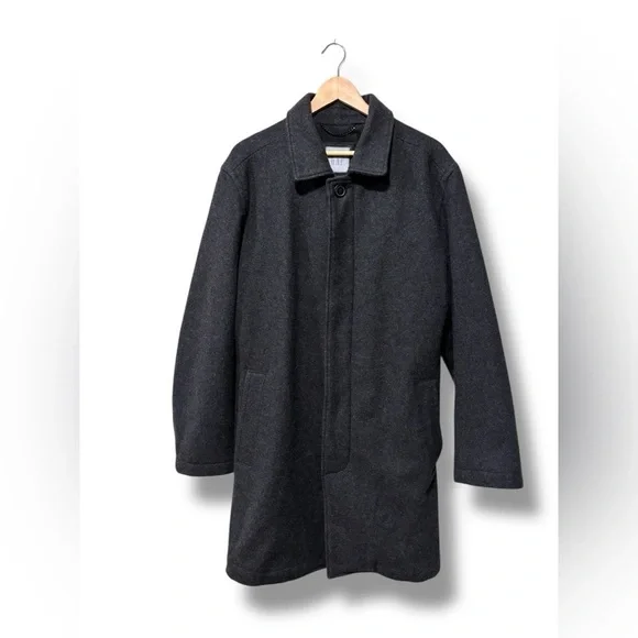 GAP Men's Charcoal Grey Wool Long Winter Car Coat Size Large