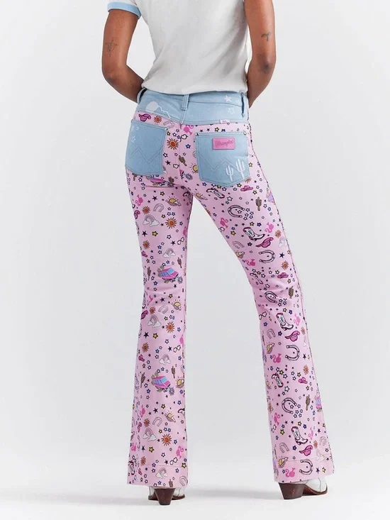 Wrangler X Barbie Retro High Rise Trouser Jean | 25 x 34 | Pinnacle Pink