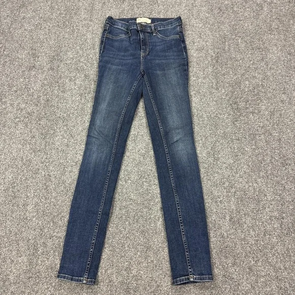 Free People Jeans Womens 26R Blue Medium Wash Mid Rise Skinny Stretch Denim