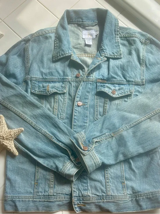 Calvin Klein Light Blue Denim Jacket with Subtle Gold Logo