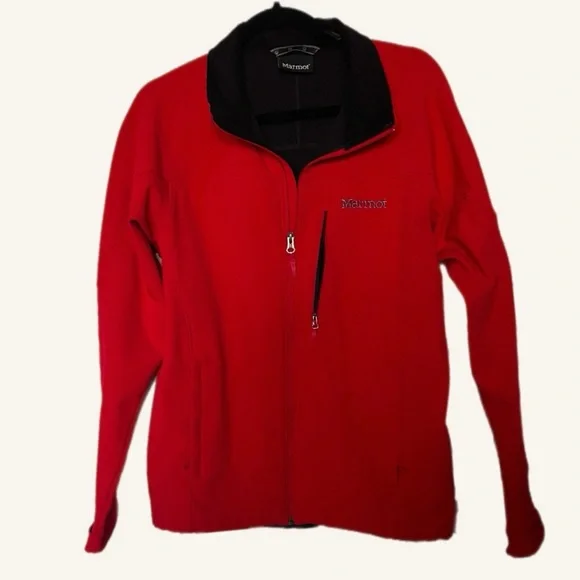 Marmot Men's Full Zip Jacket‎ Trango Softshell Red With Black Lining Size M